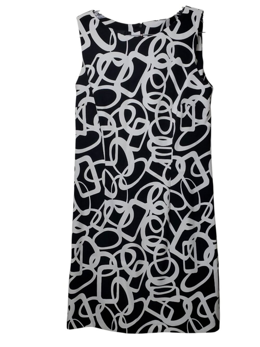 AB Studio Black and White Sleeveless Shift Dress, Size 14